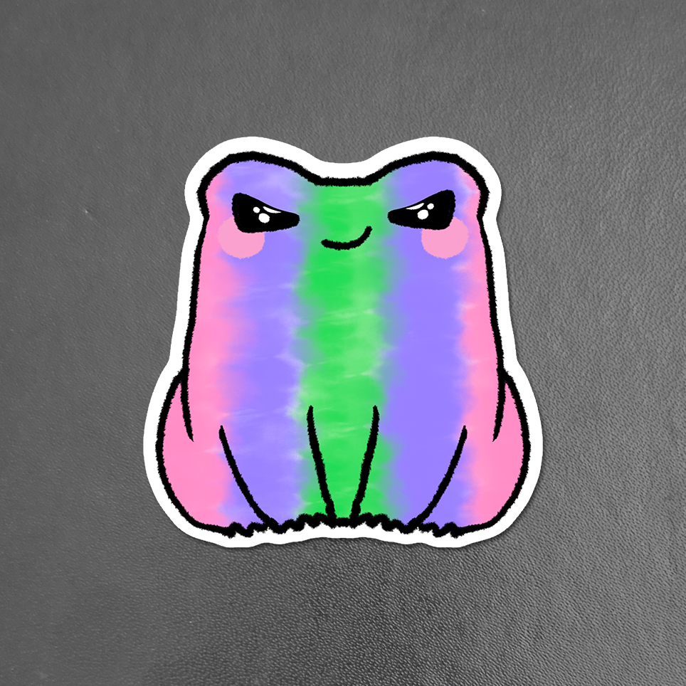 Trigender LGBTQ+ Angry Frog Sticker