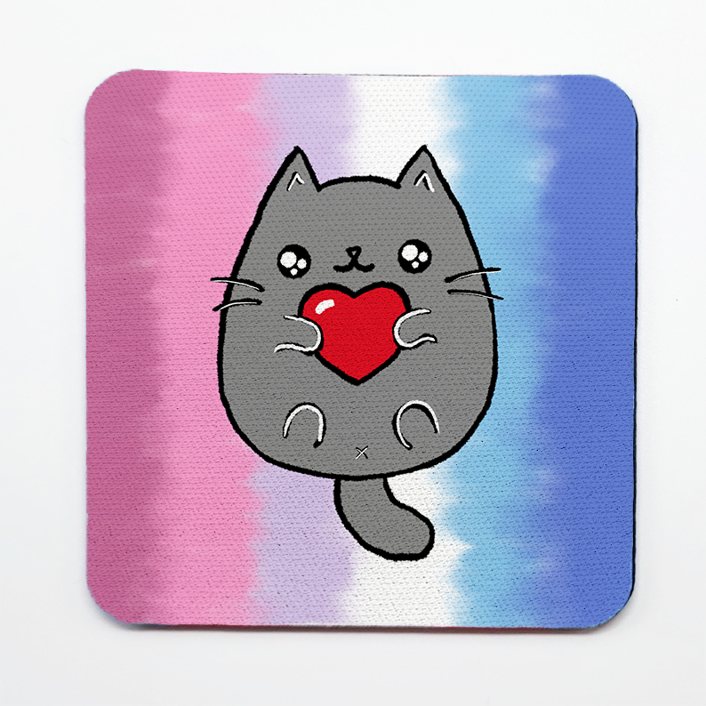 LGBTQ+ Sweet Cat Square Coasters