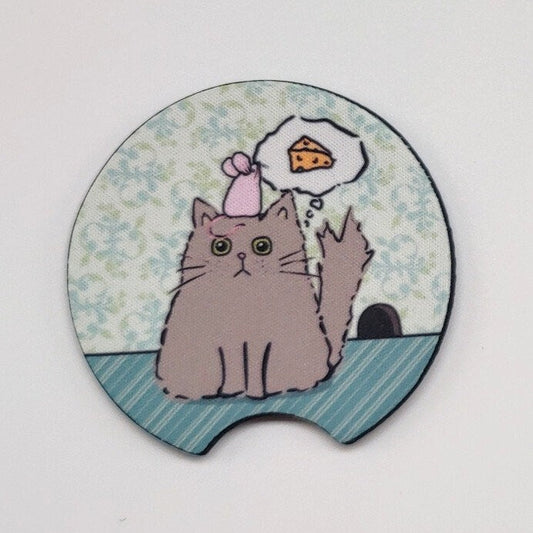 Cheesy Dreams Cat and Moust Neoprene Car Coaster