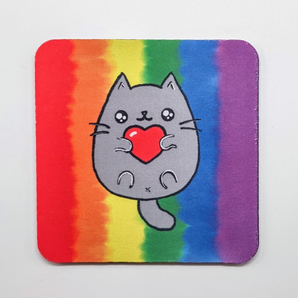 LGBTQ+ Sweet Cat Square Coasters