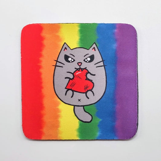 LGBTQ+ Angry Cat Square Coasters