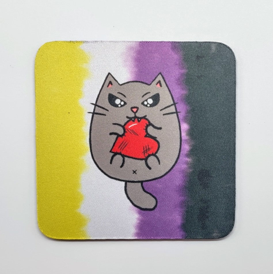 LGBTQ+ Angry Cat Square Coasters