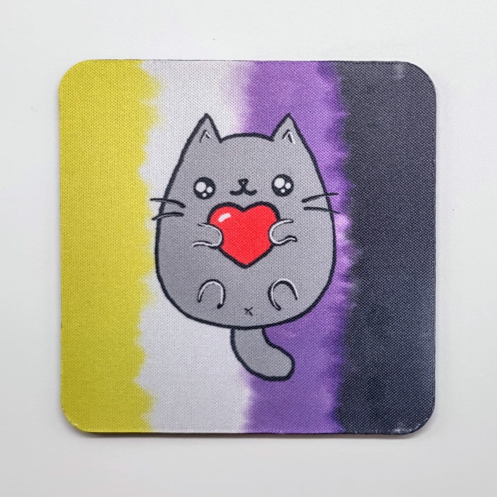 LGBTQ+ Sweet Cat Square Coasters