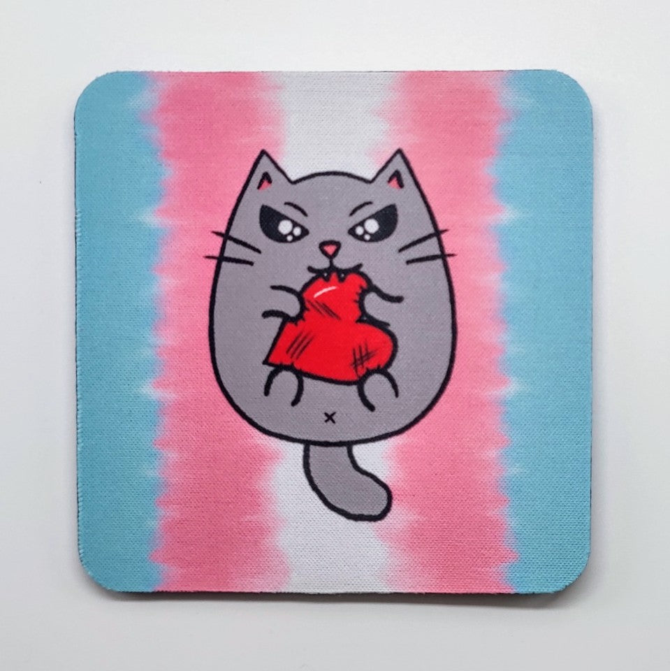 LGBTQ+ Angry Cat Square Coasters