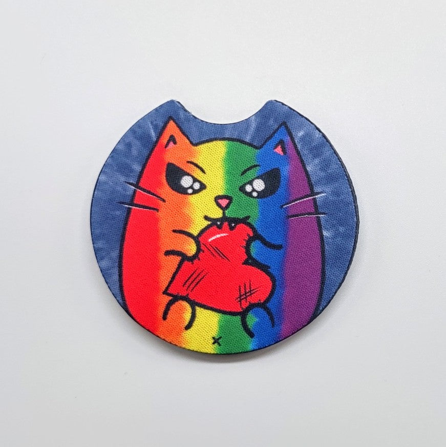 LGBTQ+ Angry Cat Car Coasters