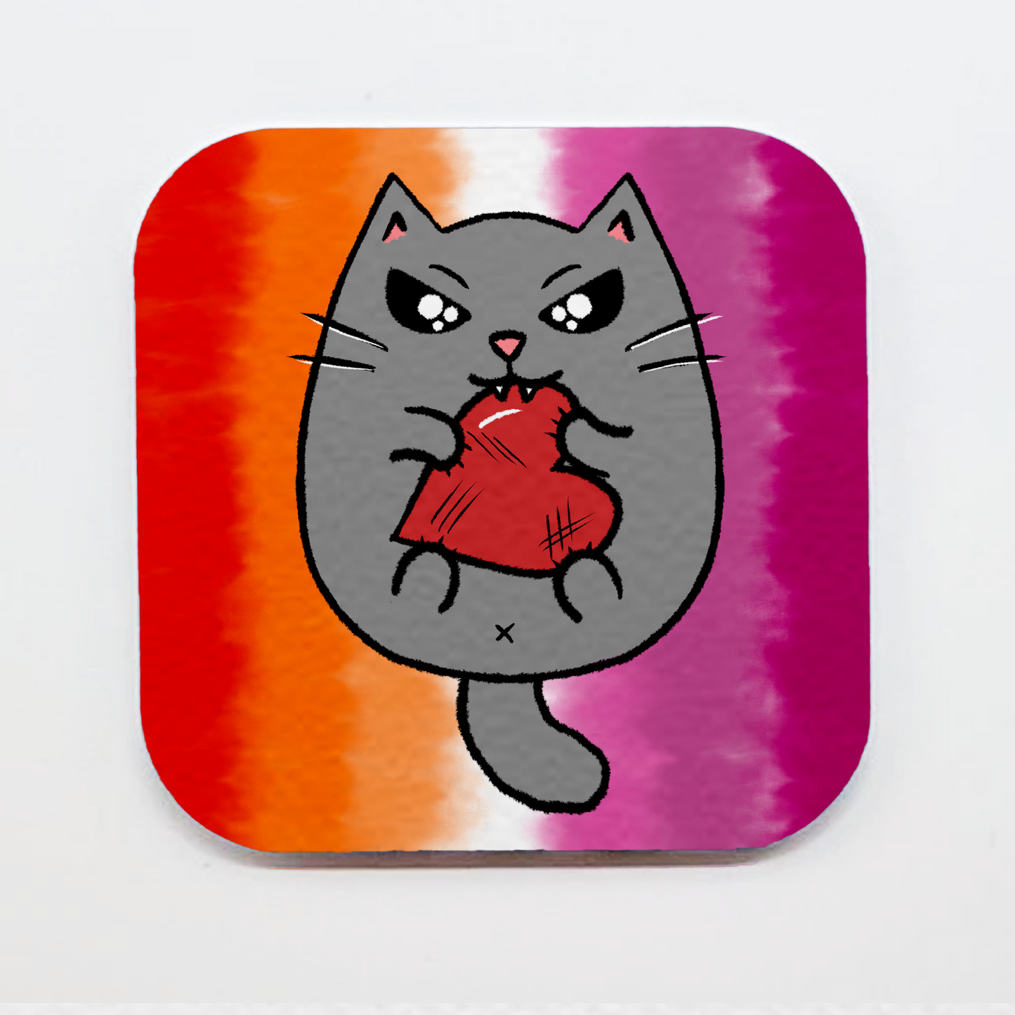 LGBTQ+ Angry Cat Square Magnets