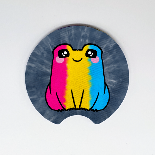 Pansexual LGBTQ+ Frog Car Coasters