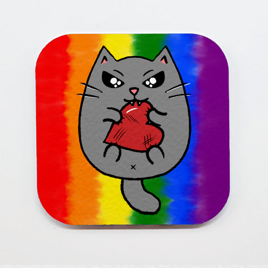 LGBTQ+ Angry Cat Square Magnets