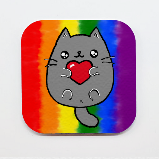 LGBTQ+ Sweet Cat Square Magnets