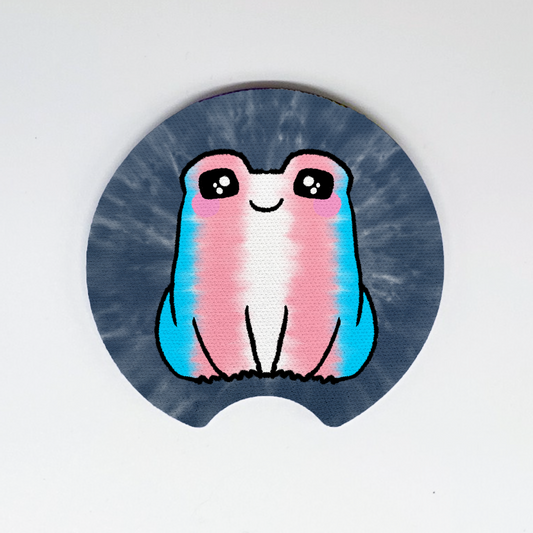 Transgender LGBTQ+ Frog Car Coasters