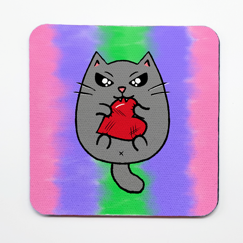 LGBTQ+ Angry Cat Square Coasters