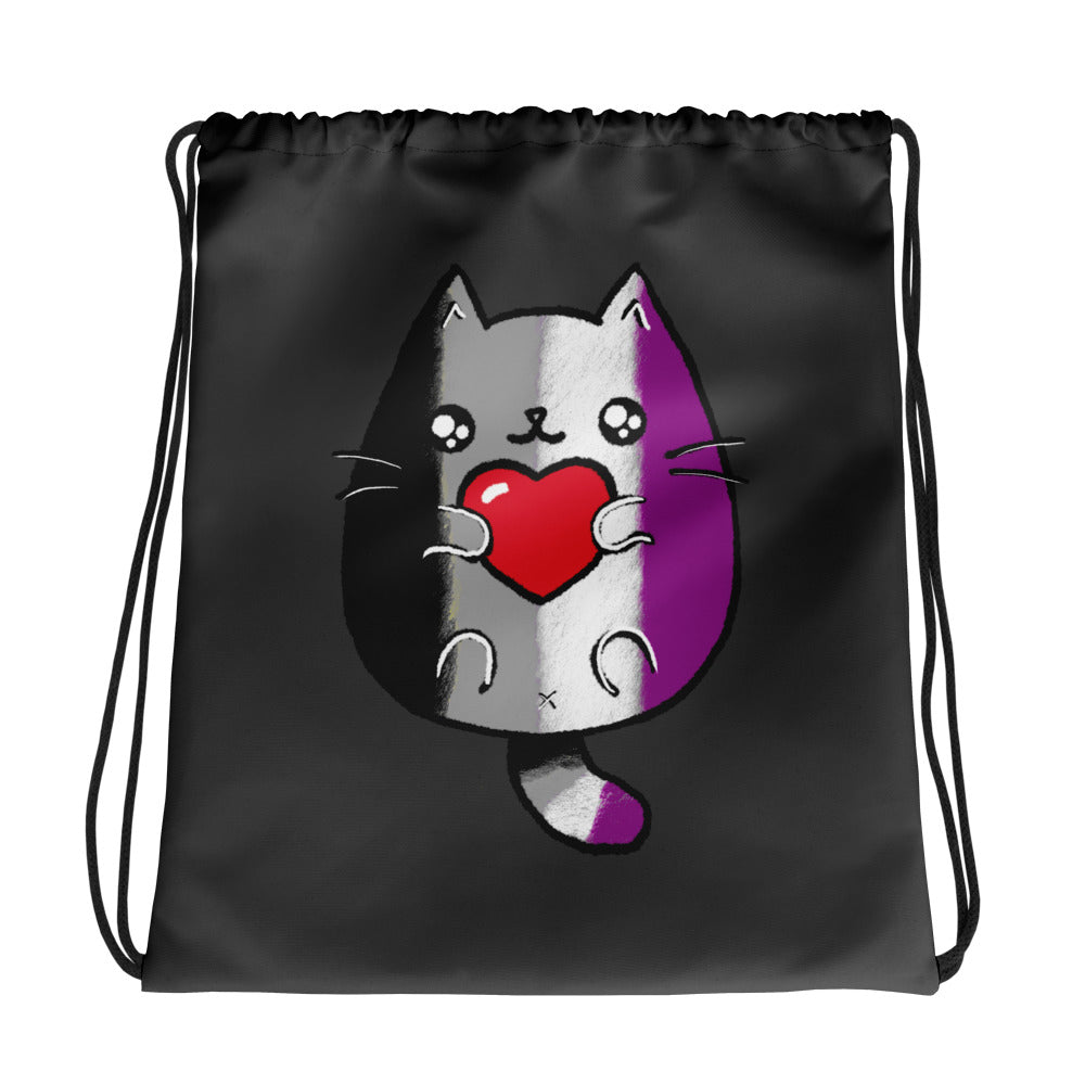 Asexual Sweet Cat Drawstring Bag