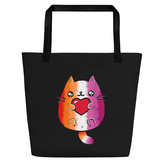 Lesbian Sweet Cat Large Tote Bag