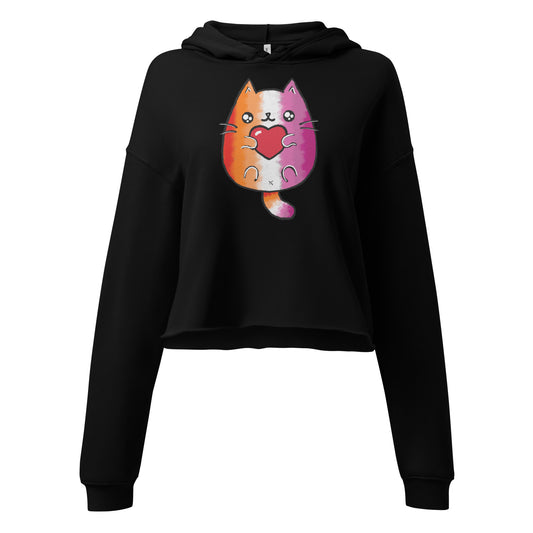 Lesbian Sweet Cat Cropped Hoodie