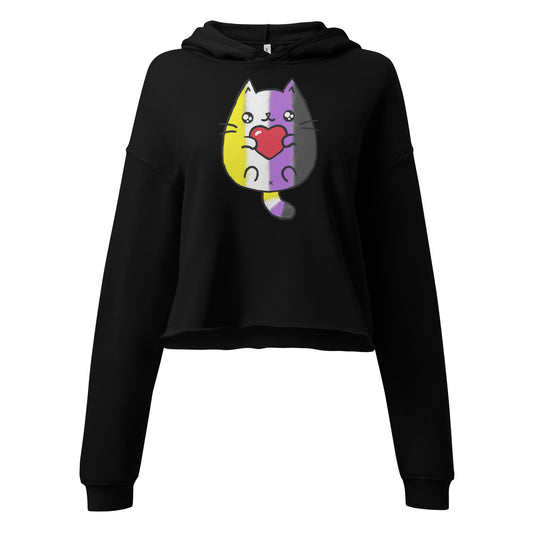 Nonbinary Sweet Cat Cropped Hoodie